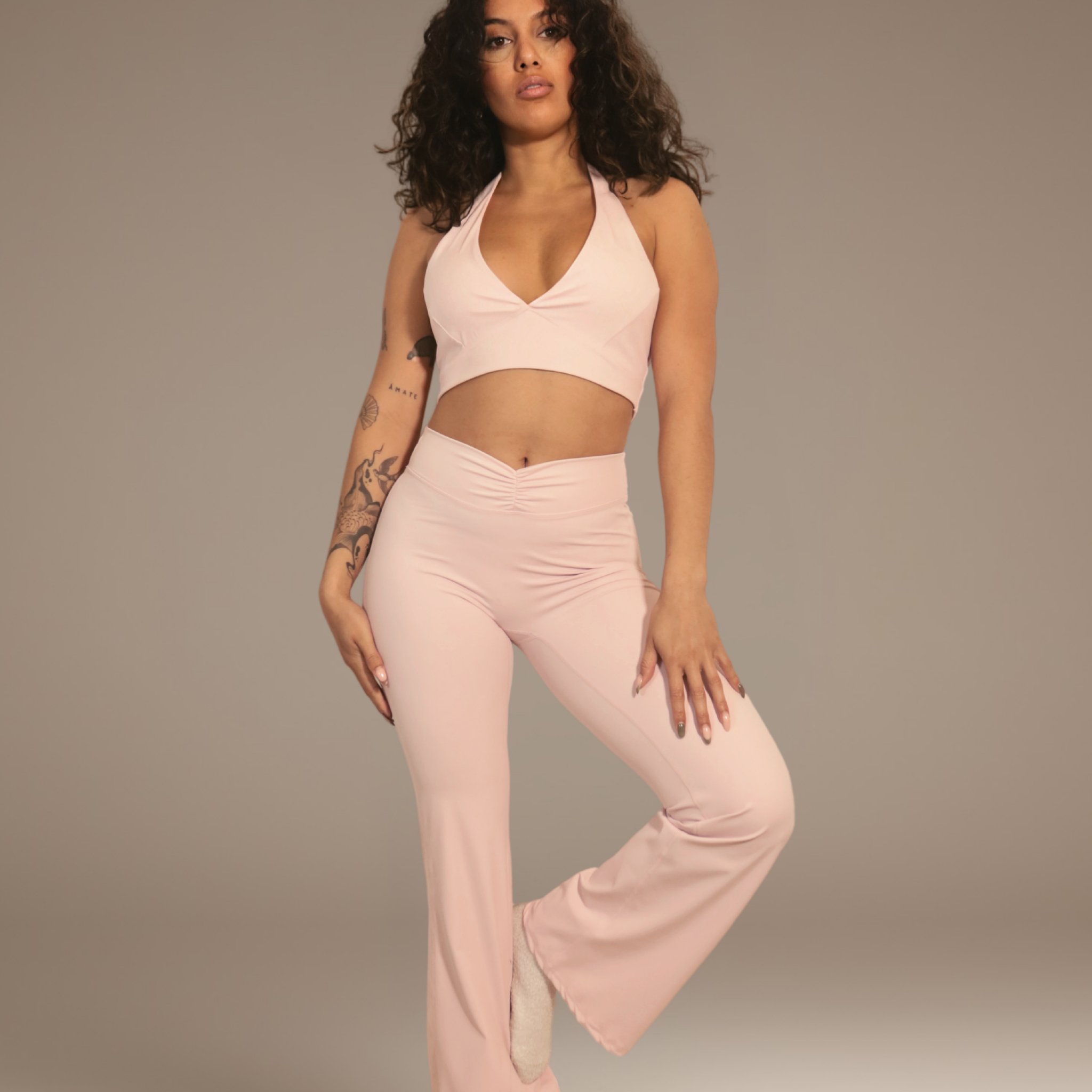SoftForm Pantalon Évasé Front Scrunch- Soft Pink