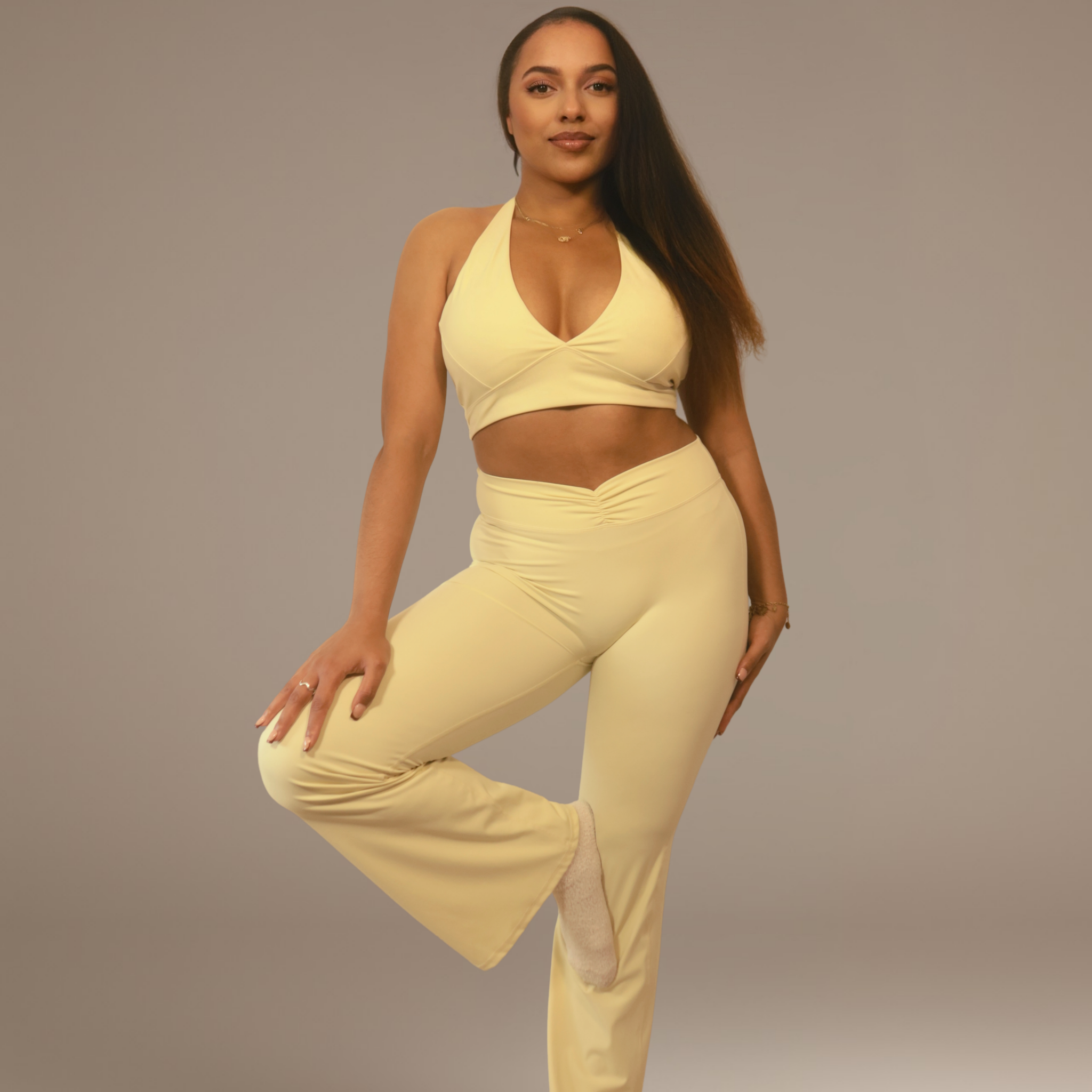 SoftForm Pantalon Évasé Front Scrunch - Butter Yellow