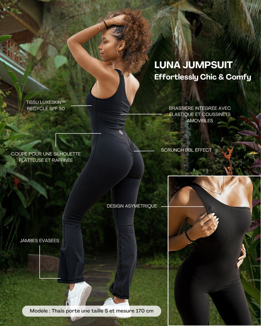Combinaison Luna - LuxeSkin™ noir - Bahana