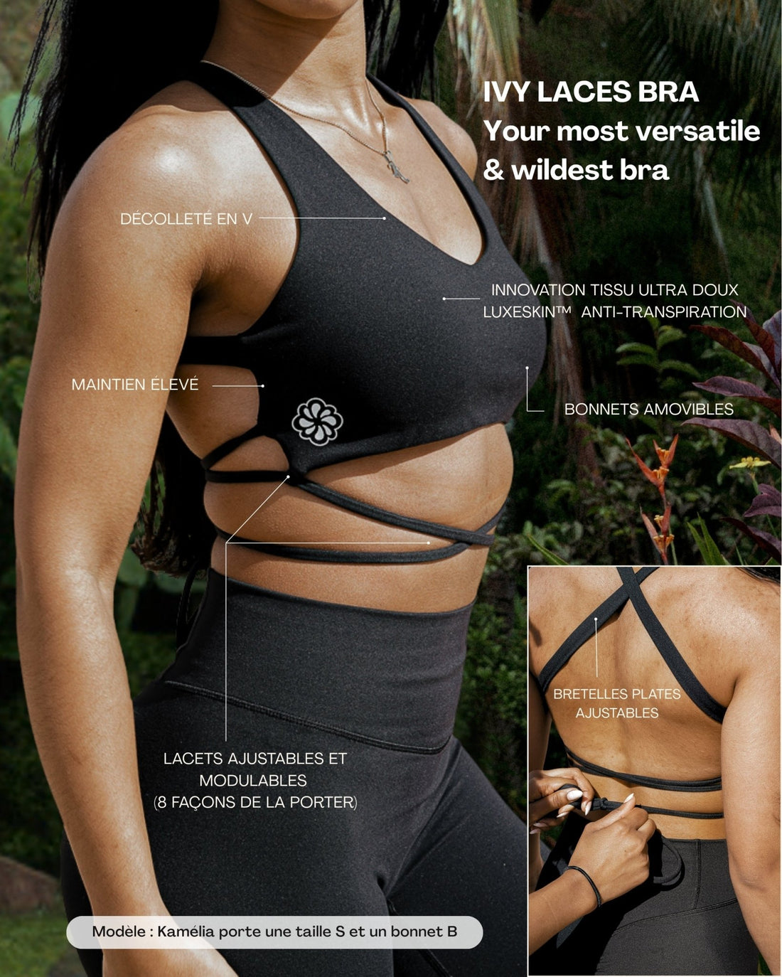 Ivy Laces bra - LuxeSkin™ noir - Bahana