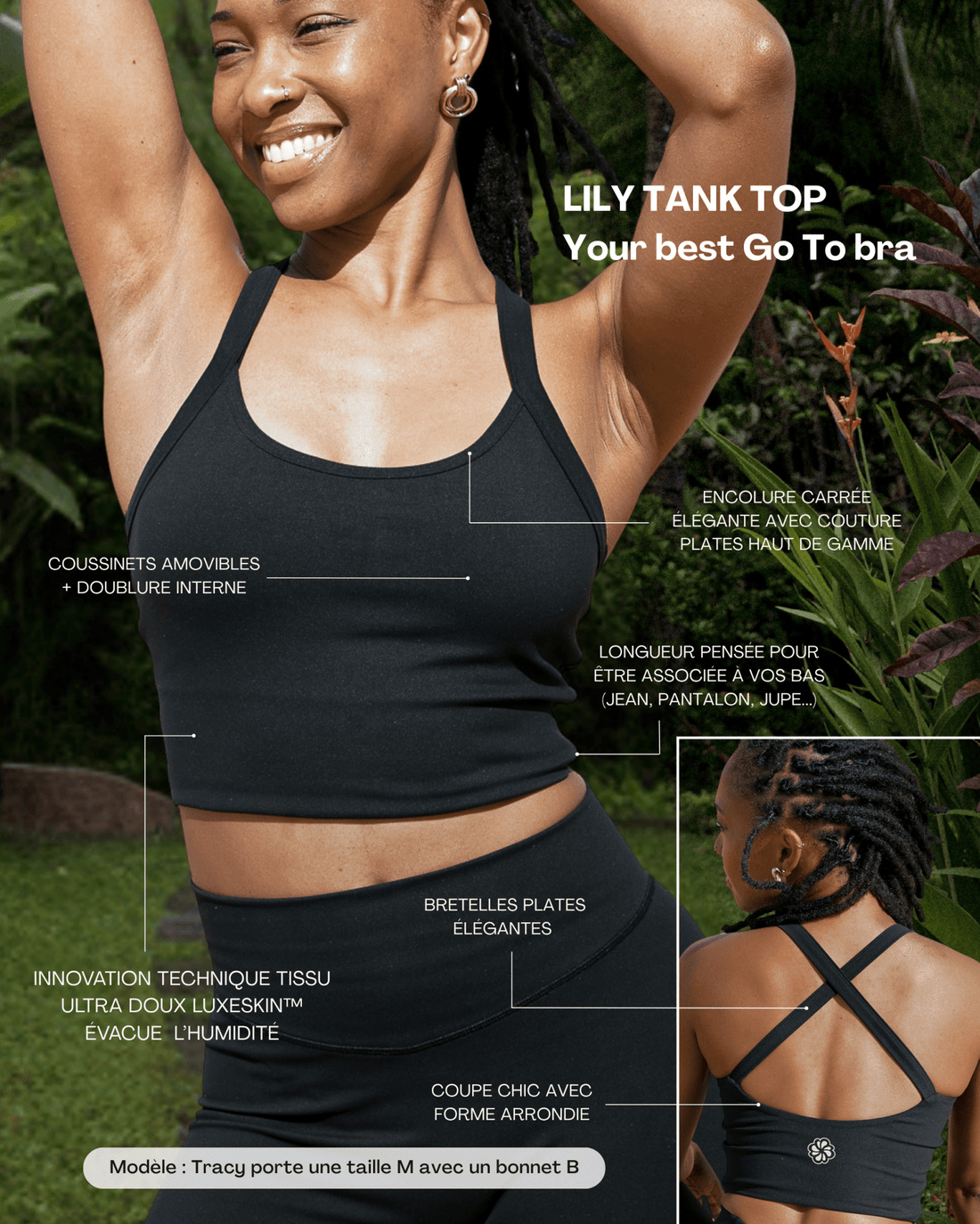 Lily tank top - LuxeSkin™ noir - Bahana