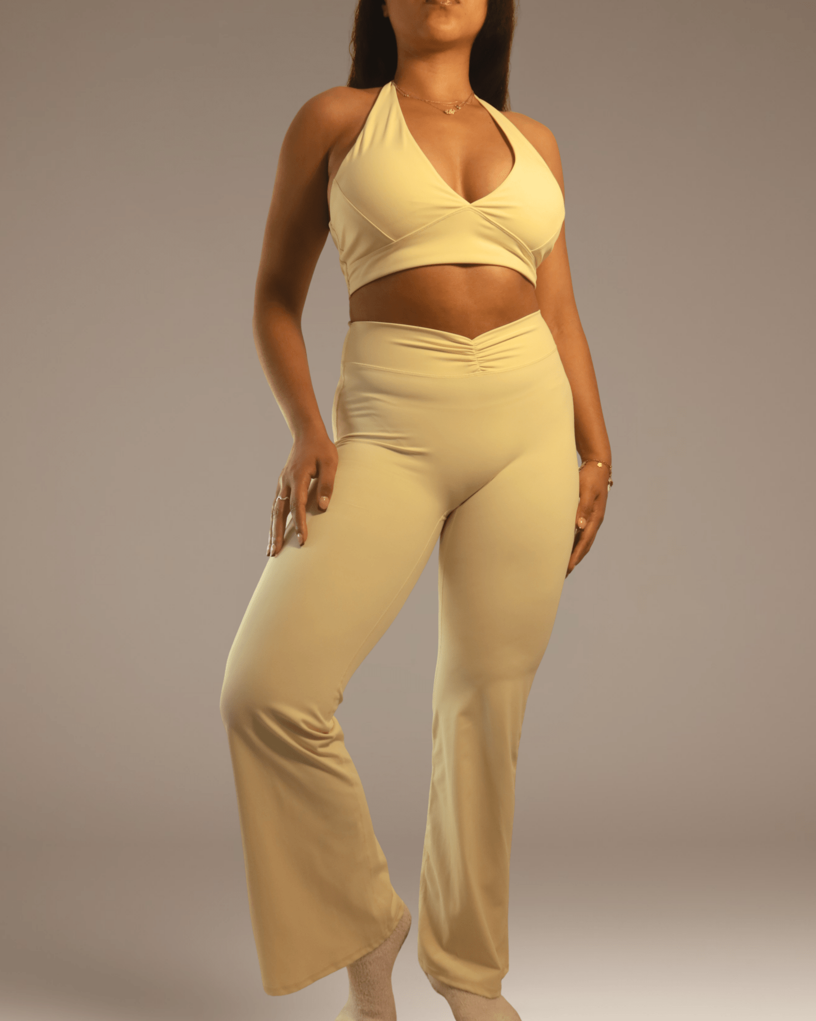 SoftForm Pantalon Évasé Front Scrunch - Butter Yellow - Bahana